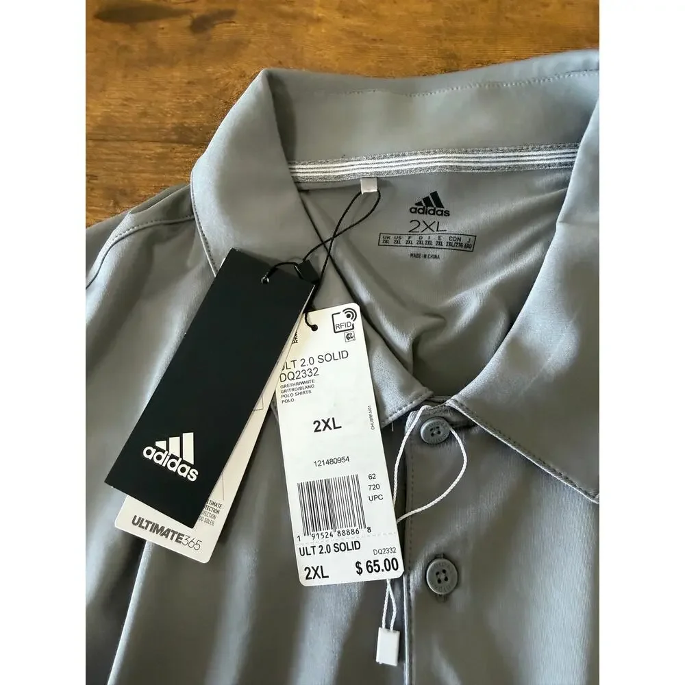 Adidas Men's Short Sleeve Golf Polo Shirt Gray 2XL NWT